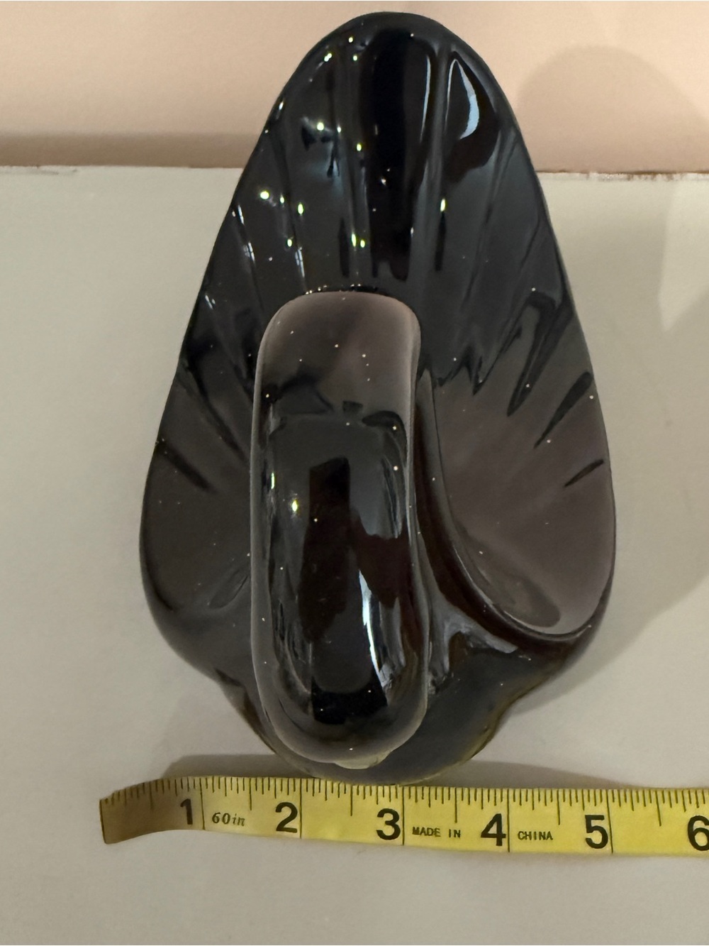 Black ceramic swan large figurine, jewelry holder, table top swan decor - Picture 8 of 8